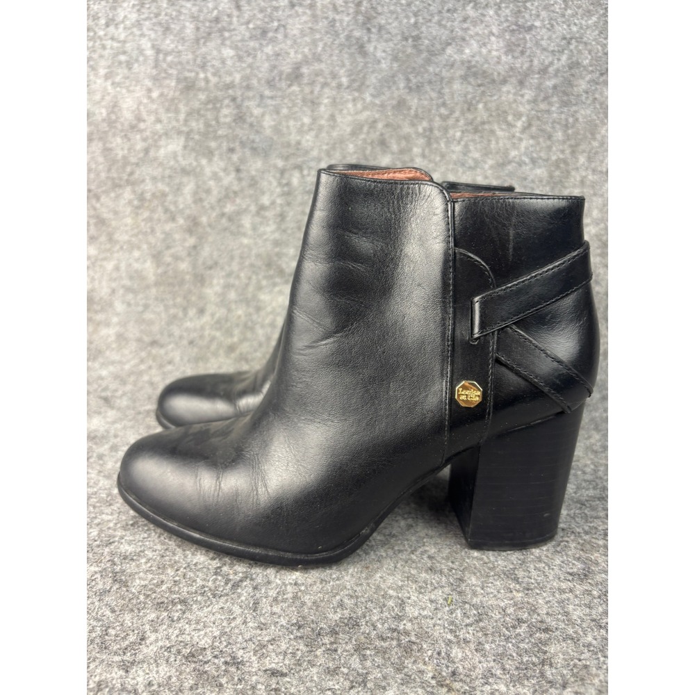 Louise et Cie Zanara Ankle Boots Womens‎ 6M Black Leather Block Heel Zip Booties